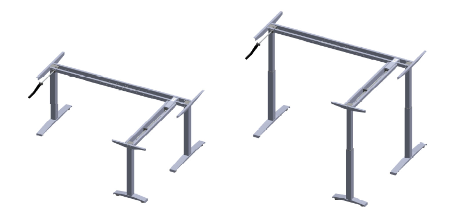 Crank Type L Shaped Height Adjustable Table